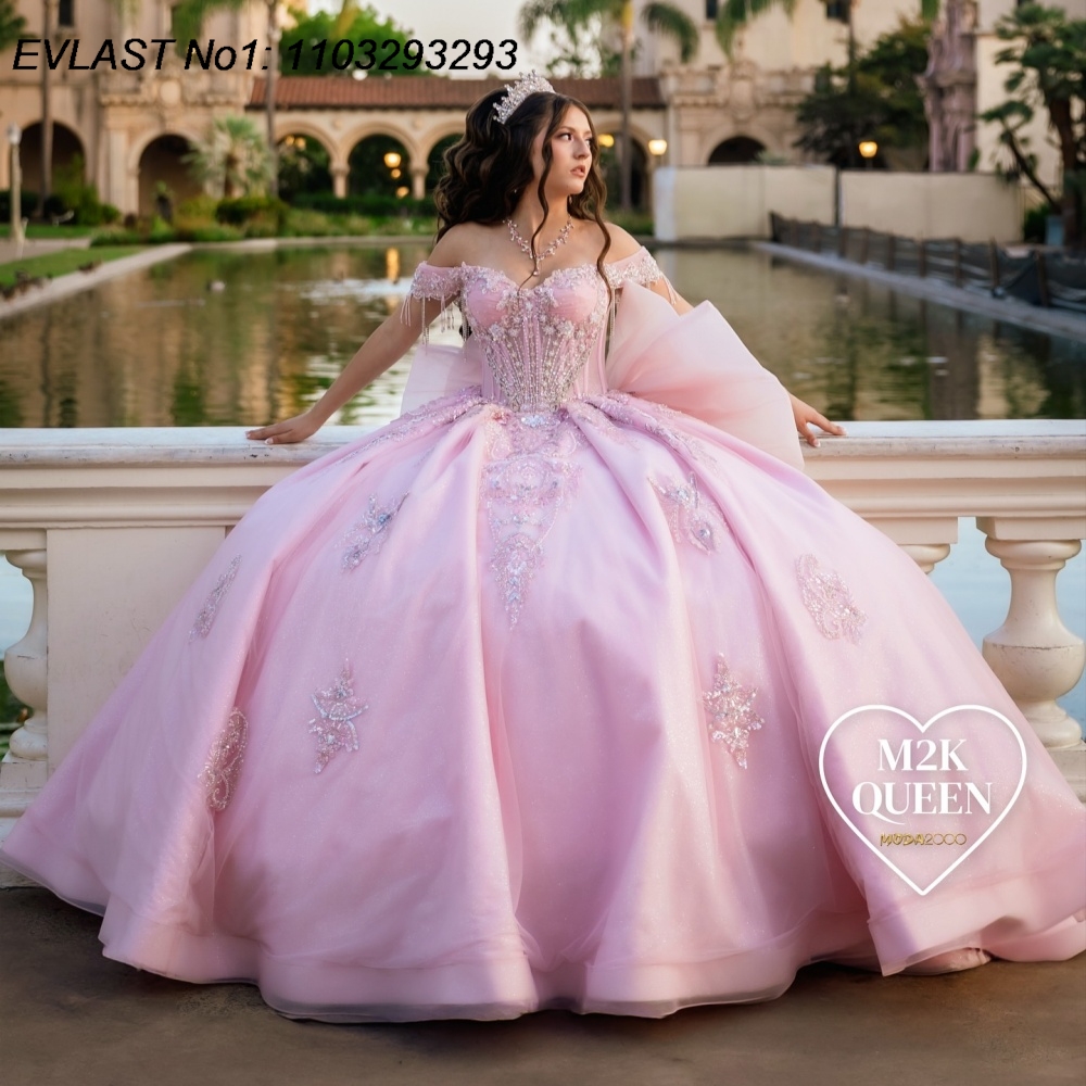 Glitter Tablecloth - EVLAST Customized Mexican Pink Quinceanera Dress