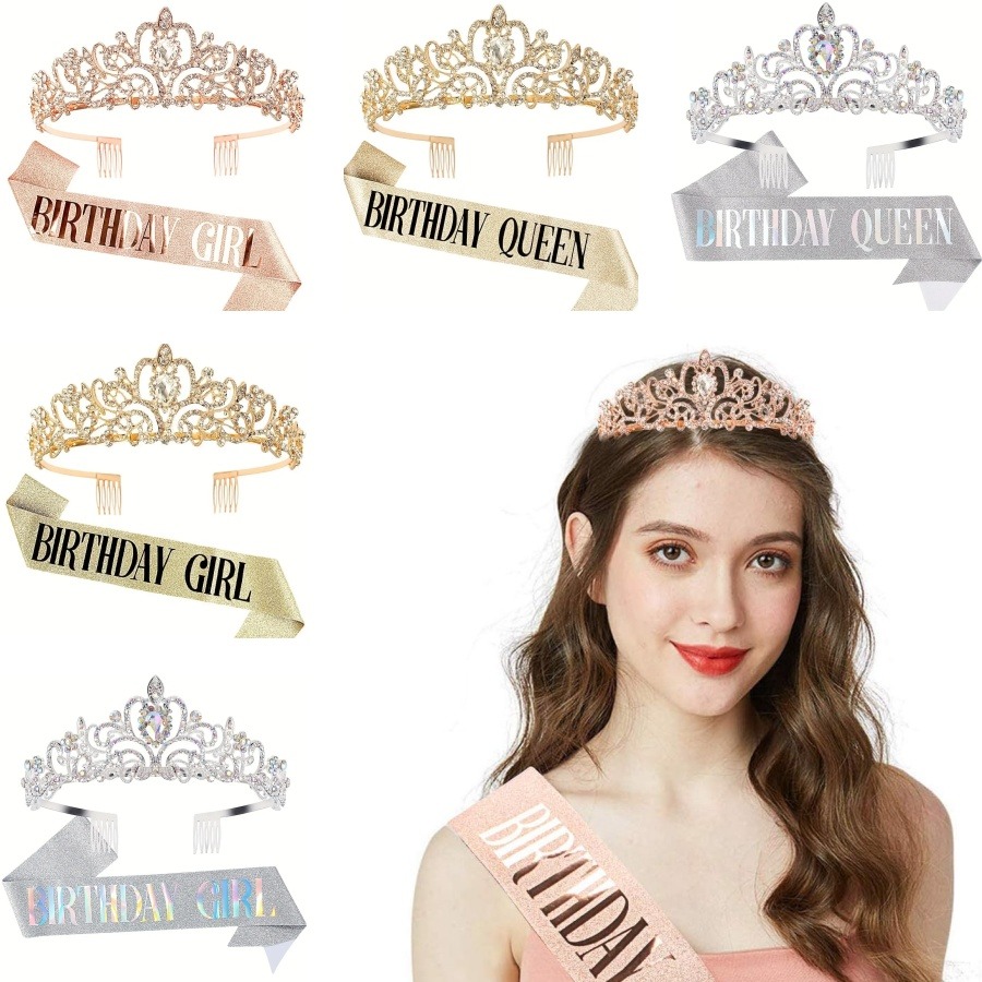 2pcs/Set Bling Rhinestone Crys - đánh giá và giá Birthday Sash Glitter