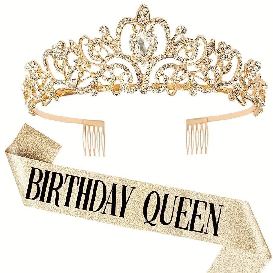 2pcs/Set Bling Rhinestone Crys - đánh giá và giá Birthday Sash Glitter