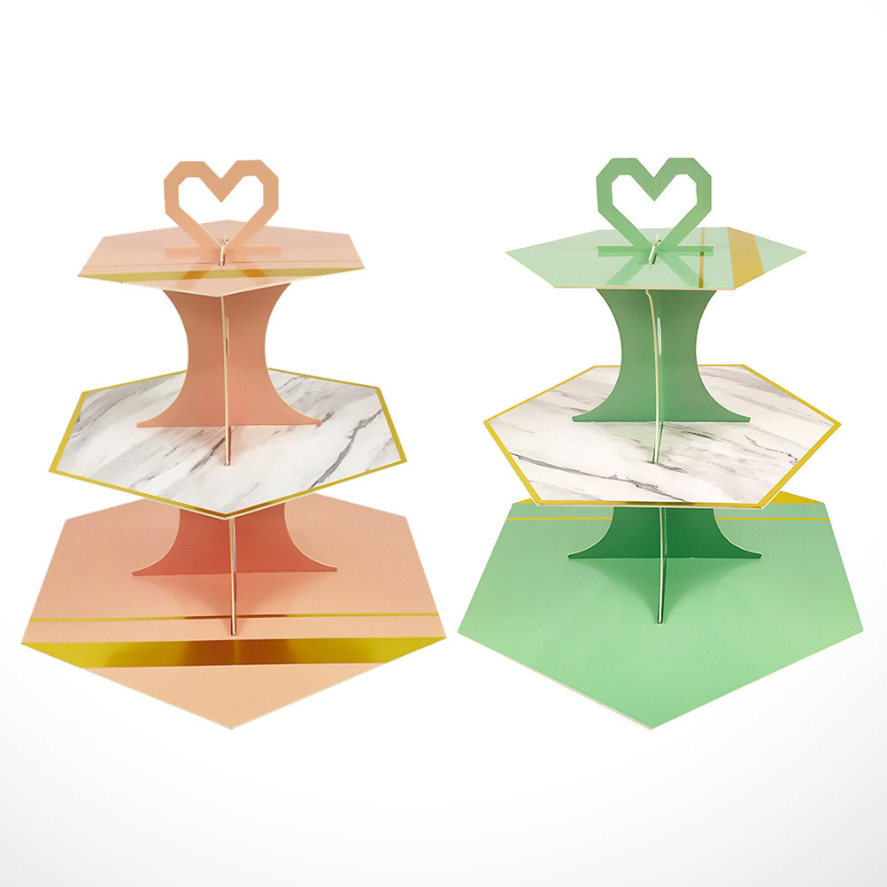 2Pcs Marble Pattern Paper Cake - đánh giá và giá Cupcake Stand Tier