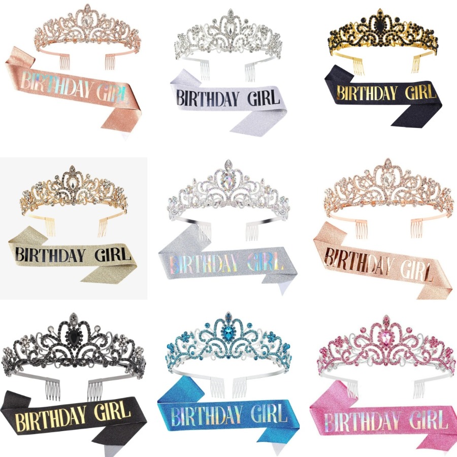 2Pcs Set Rhinestone Crystal Cr - đánh giá và giá Birthday Sash Glitter