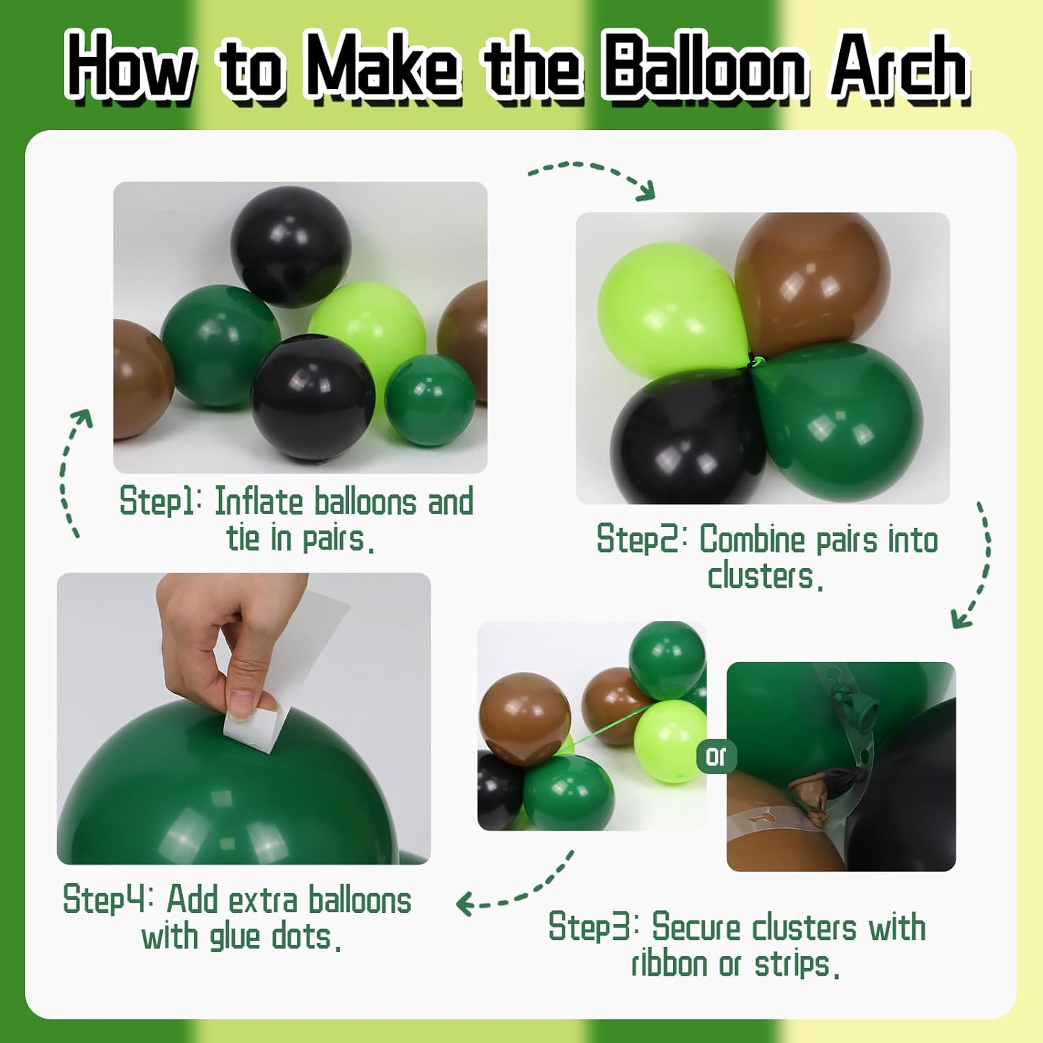 Brown Black Green Latex Balloo - đánh giá và giá Balloon Arch Kit