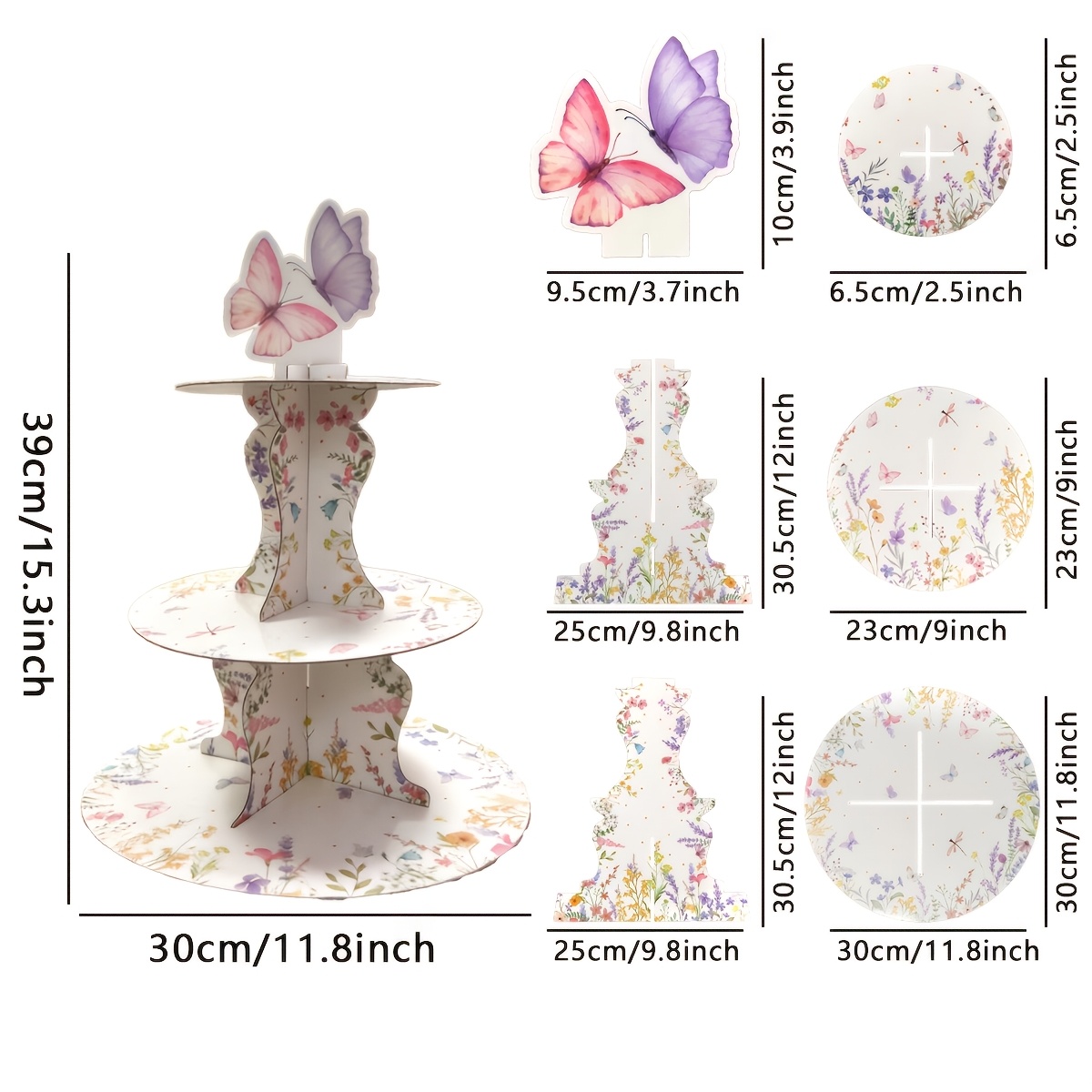 3-Tier Wildflower Butterfly Ca - đánh giá và giá Cupcake Stand Tier