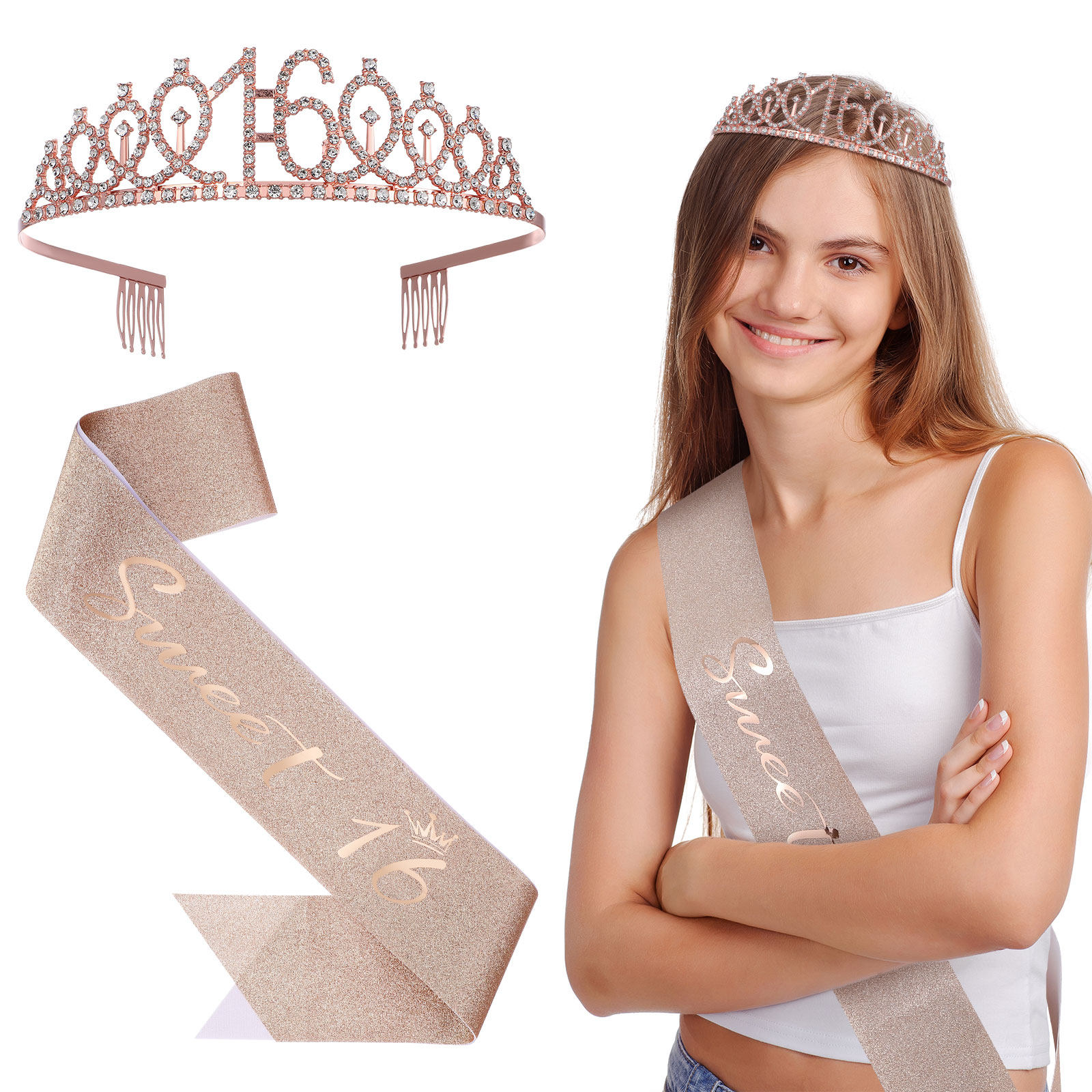 1Set Glittering Birthday Tiara - đánh giá và giá Birthday Sash Glitter