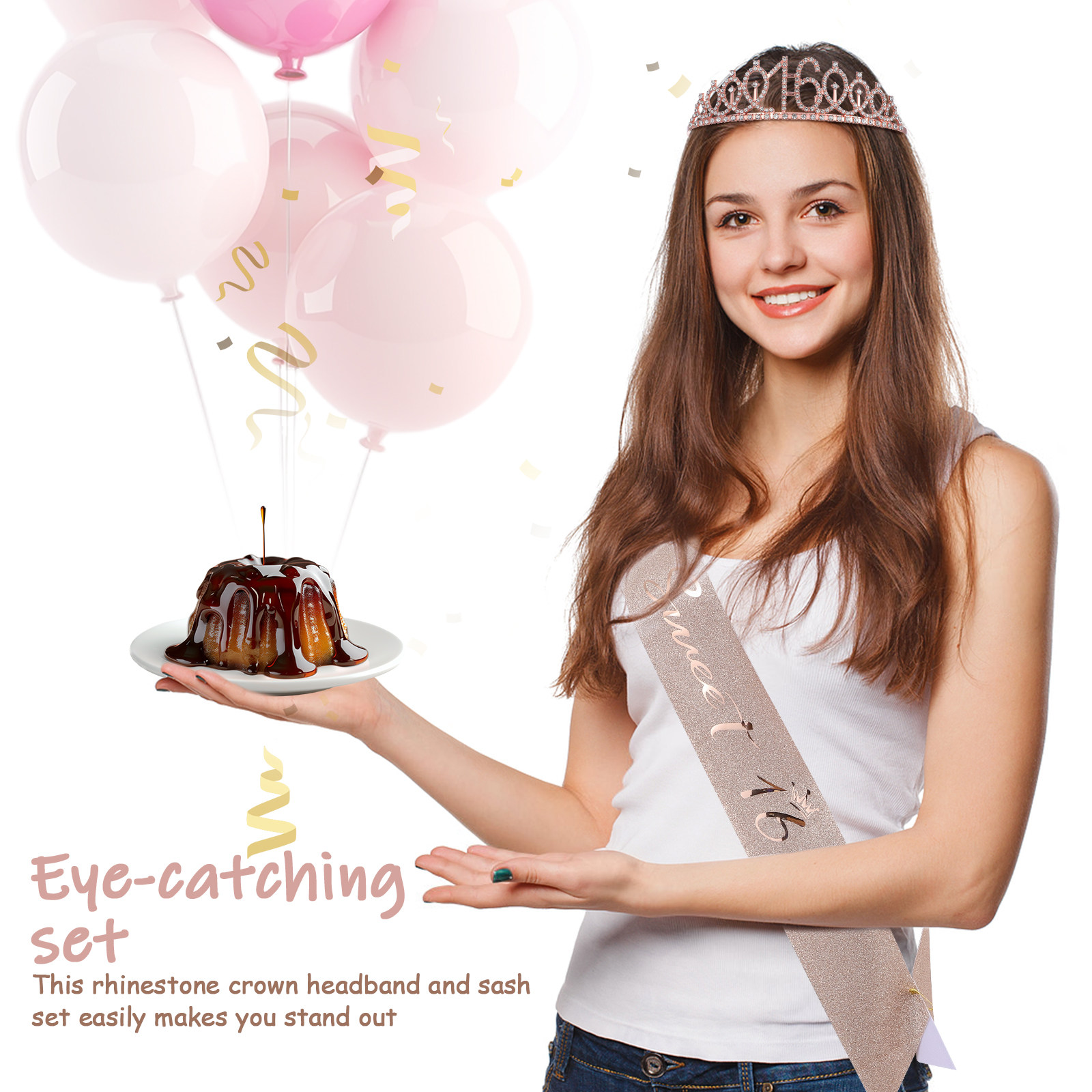 1Set Glittering Birthday Tiara - đánh giá và giá Birthday Sash Glitter